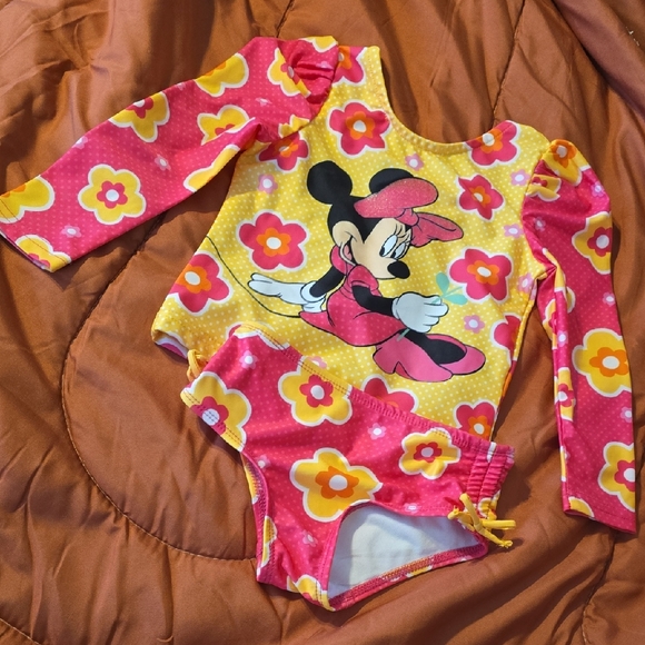 Disney Minnie Mouse Polka Dot Swimsuit - Pink and Yellow - Picture 1 of 6